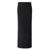 Balenciaga Black Maxi Tube Wool Skirt With Slit In Black