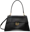 Balenciaga Medium Hourglass Soft Leather Shoulder Bag In Black