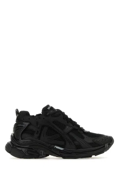BALENCIAGA BLACK MESH AND RUBBER RUNNER SNEAKERS
