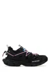 Balenciaga Black Mesh And Rubber Track Trail Laces Sneakers In Animal Print