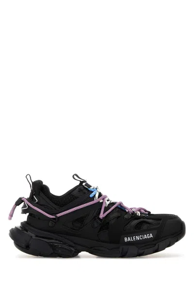BALENCIAGA BLACK MESH AND RUBBER TRACK TRAIL LACES SNEAKERS