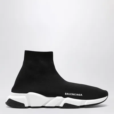Balenciaga Black Mesh And White Speed Sneakers In Blue