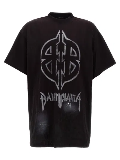 BALENCIAGA BLACK METAL BB STENCIL T-SHIRT