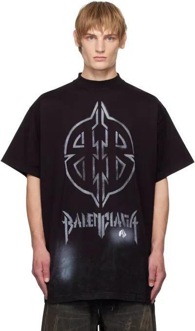 Balenciaga Short-sleeved Black T-shirt With Bold Graphic