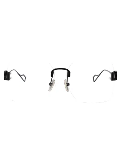 Balenciaga Black Metal Optical Glasses In Transparent