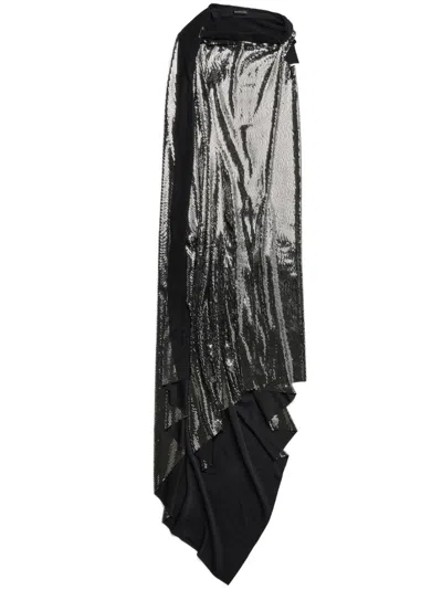 BALENCIAGA BLACK METALLIC EFFECT MIDI DRESS