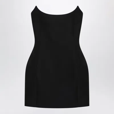 Balenciaga Black Mini Bustier Dress In Wool And Silk Blend In Multi