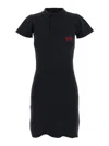 Balenciaga Black Mini Dress With Polo Shirt Style Collar And Logo Detail On The Front In Cotton Woma In Multicolor