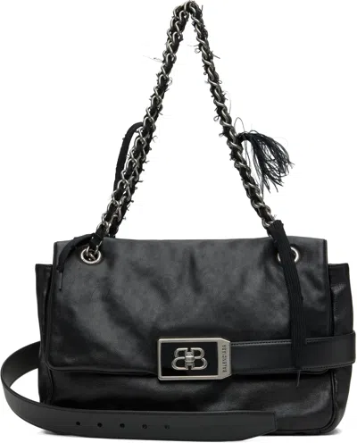 Balenciaga Black Modu Flap Medium Chain Bag In 1060 Black