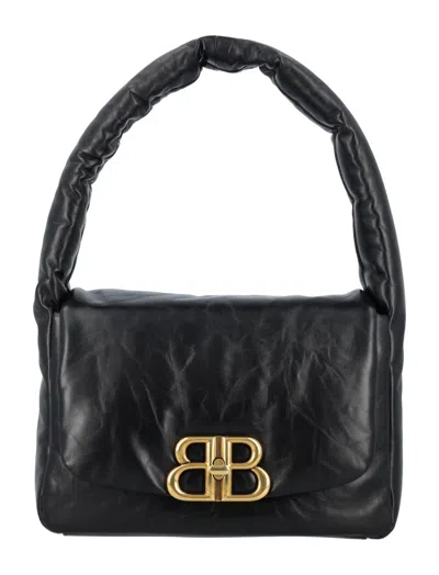 Balenciaga Black Nappa Leather Small Monaco Shoulder Bag