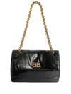 Balenciaga Monaco Crinkled-leather Shoulder Bag In Black