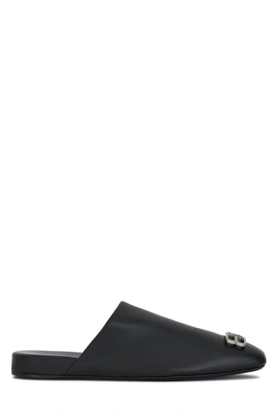 Balenciaga Black Mules With Logo Embellishment