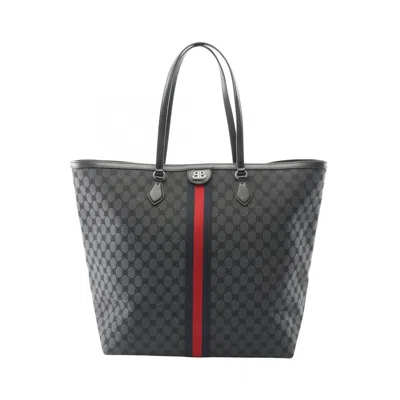 Pre-owned Balenciaga Black Multi-color Canvas Leather Tote Bag ()