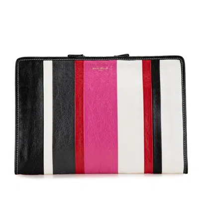 Pre-owned Balenciaga Black Multi-color Pink Leather Clutch Bag () In Black, Multi-color, Pink