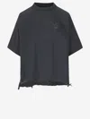 Balenciaga Crew Neck Distressed Hem Graphic Print Top