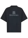 Balenciaga High-collar Black T-shirt With Logo Print