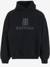 Balenciaga Black Hoodie With Fixed Hood And Logo Lettering On The Front In Cotton Man In Black