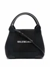 Balenciaga Black Navy Cabas Xs Organic Cotton Tote Bag In Black