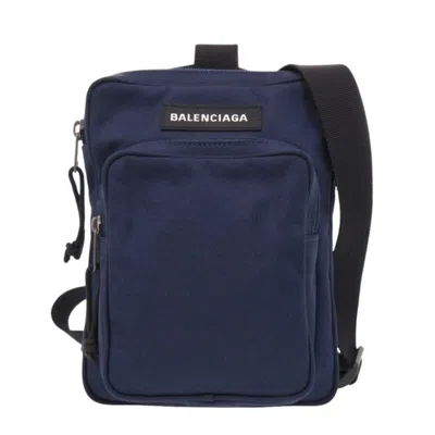 Pre-owned Balenciaga Black Navy Nylon Shoulder Bag Sling Bag () In Multi