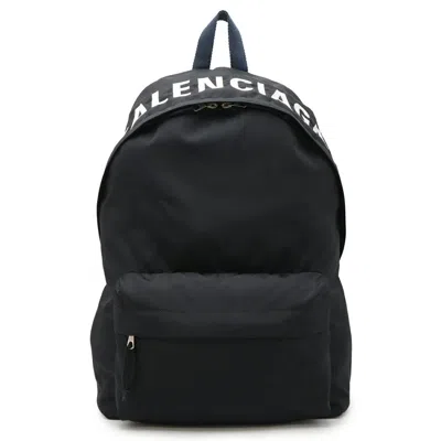Pre-owned Balenciaga Black Navy White Nylon Canvas Backpack ()