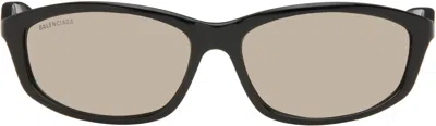 Balenciaga Black Neo Oval 2.0 Sunglasses In 002 Black