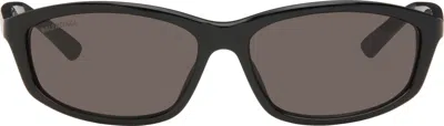Balenciaga Black Neo Oval 2.0 Sunglasses In Black-black-grey