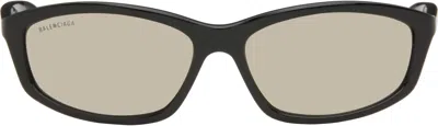 Balenciaga Black Neo Oval 2.0 Sunglasses In Black-black-white