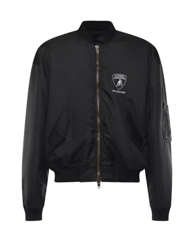 Balenciaga Black Nylon  X Automobili Lamborghini Bomber Jacket