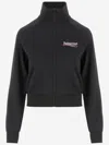 Balenciaga Black Cotton Blend Sweatshirt With Logo In Black