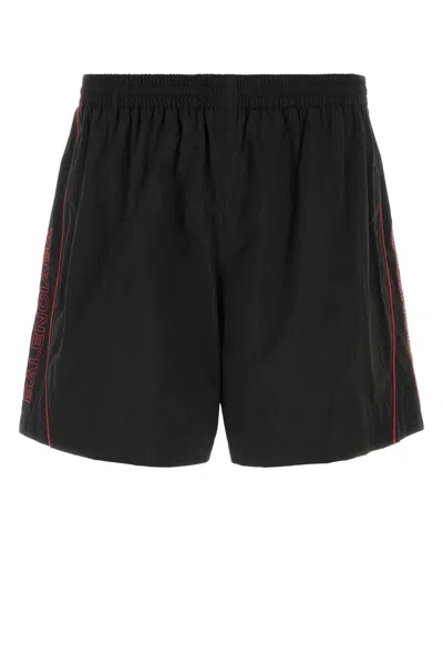 Balenciaga Men Black Nylon Bermuda Shorts
