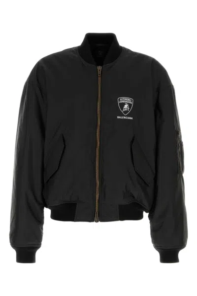 BALENCIAGA BLACK NYLON BOMBER JACKET