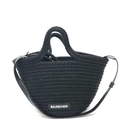 Pre-owned Balenciaga Black Nylon Leather Basket Shoulder Bag ()