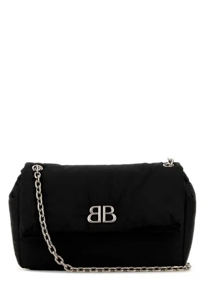Balenciaga Black Nylon Medium Monaco Shoulder Bag In Multicolor