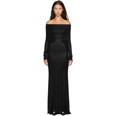 Balenciaga Black Off-shoulder Maxi Dress In 1010 Black / Black