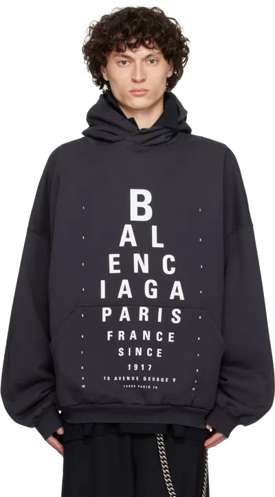 Balenciaga Black Optical Hoodie Large Fit Hoodie In 9034