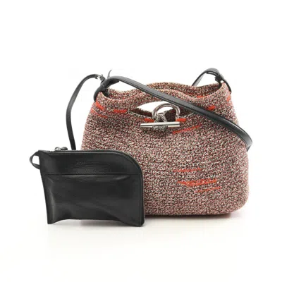 Pre-owned Balenciaga Black Orange White Canvas Leather Shoulder Bag ()