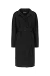 Balenciaga Midnight Blue Cotton Overcoat In Black