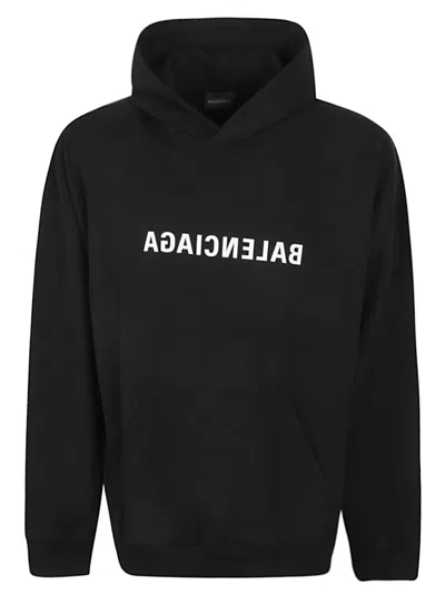 Balenciaga Black Oversized Unisex Hooded Sweatshirt With Logo Detail
