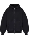 Balenciaga Washed Black Flipped Uni Regular Fit Zip Hoodie In Black