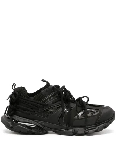 BALENCIAGA BLACK PANELLED REAR LACE-UP LOW-TOP SNEAKERS