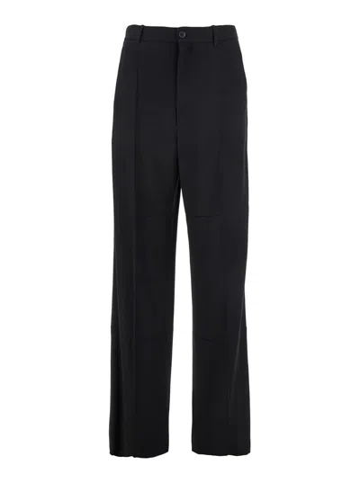 Balenciaga Black Pants With Belt Loops In Wool Blend Man