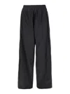 Balenciaga Black Pants With Elastic Drawstring And Side Band With Logo Lettering In Tech Fabric Man In Black