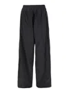 Balenciaga Black Pants With Elastic Drawstring And Side Band With Logo Lettering In Tech Fabric Man In Multicolor