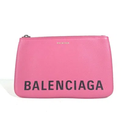 Pre-owned Balenciaga Black Pink Leather Clutch Bag Pouch () In Multi