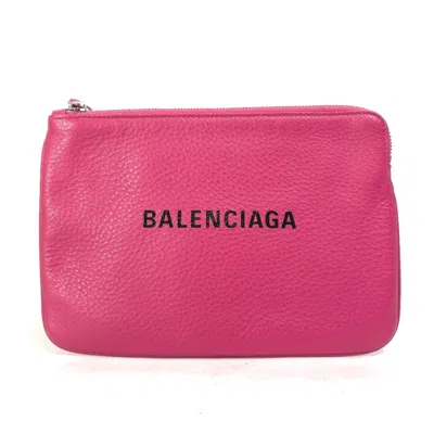 Pre-owned Balenciaga Black Pink Leather Clutch Bag Pouch () In Black, Pink