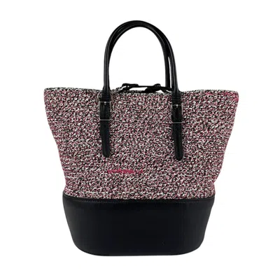 Pre-owned Balenciaga Black Pink White Cotton Leather Handbag Shoulder Bag ()