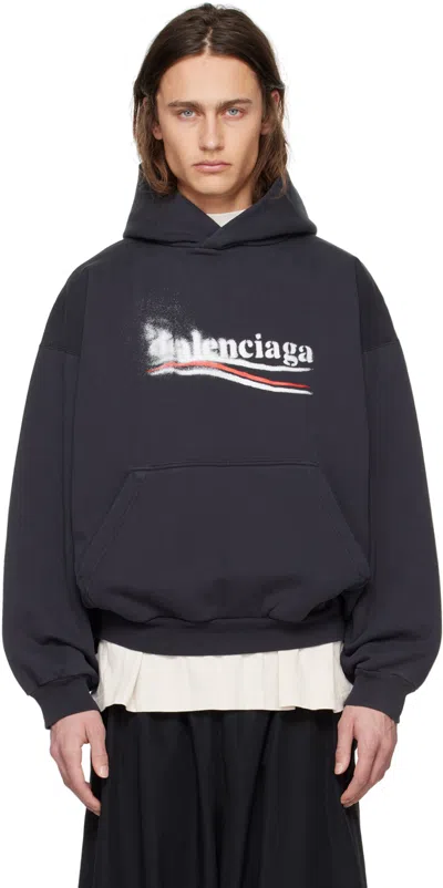Balenciaga Black Political Stencil Hoodie In 1569