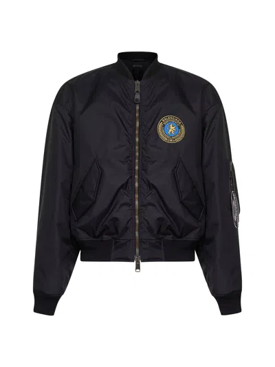 BALENCIAGA BLACK POLYAMIDE LARGE FIT BOMBER JACKET
