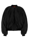 Balenciaga Draped Black Bomber Jacket In Technical Micro-faille In Black