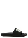 Balenciaga Black Sandals With Maxi Contrasting Logo In Tech Fabric Man In Black